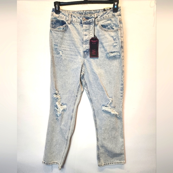 NoBo New Distressed Super High Rise Straight Jeans Size 11 - Picture 1 of 10